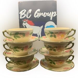 Vintage Franciscan Desert Rose Tea Cup Saucer Set Lot of 6 California USA